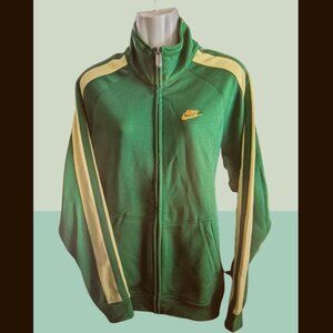 Vintage Pre-Owned Nike Mens Zip Front Athletic Jacket - M - Green & Yellow Trim